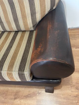 Pack 2 Sofás Tela y Piel Marrón