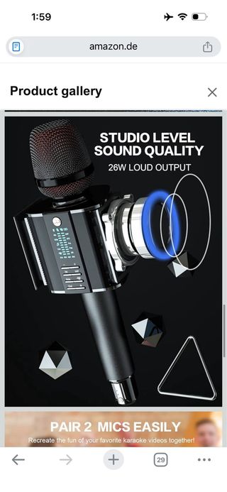 BONAOK Karaoke Microphone, Portable Wireless Bluet
