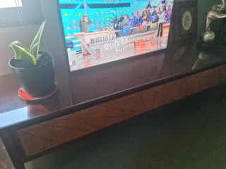 Mueble TV madera y cristal