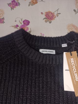 Jersey estructura de cuello redondo de hombre