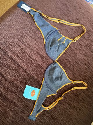Sujetador Garel azul y amarillo,regalo bikini
