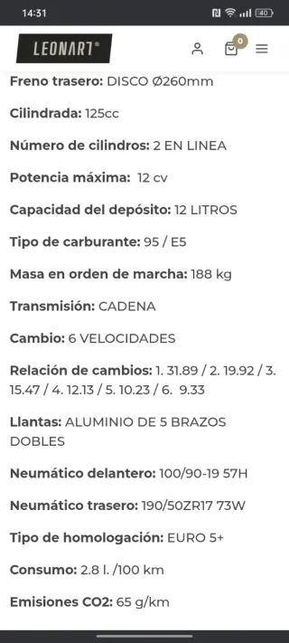 Moto Leonart Pilder 125
