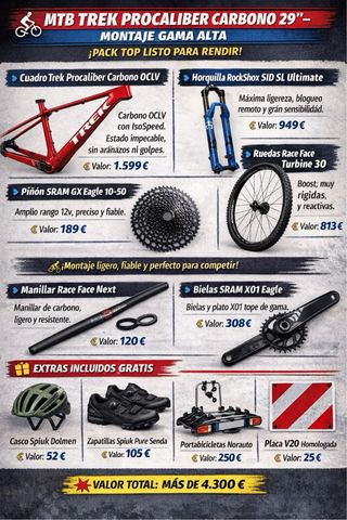 MTB Trek Procaliber Carbono Gama Alta + Extras XC!