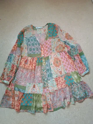 Vestido patchwork Zara talla M
