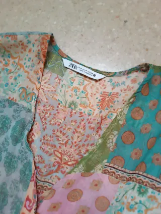 Vestido patchwork Zara talla M