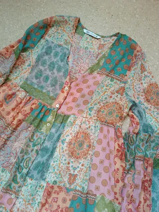 Vestido patchwork Zara talla M