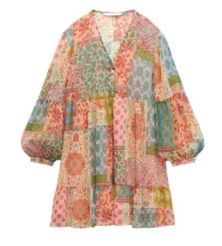 Vestido patchwork Zara talla M