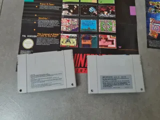 2 Videojuegos para Super Nintendo + 2 folletos
