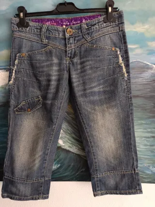 Bermuda vaquera vintage mujer XS 34 100% algodón