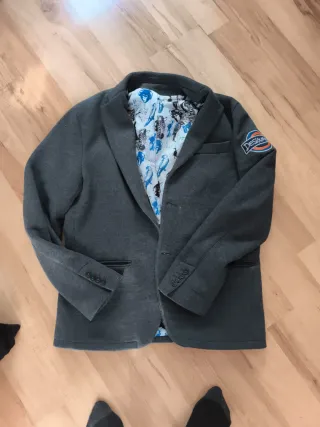 Americana Desigual gris con forro estampado