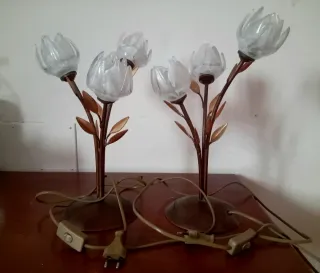 Lámparas de techo y mesita de forja.