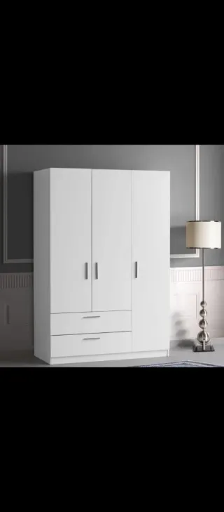 Armario modular madera beige y gris