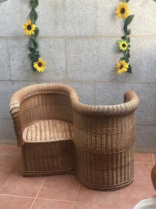 Sillón "Tú y Yo" de Mimbre Vintage
