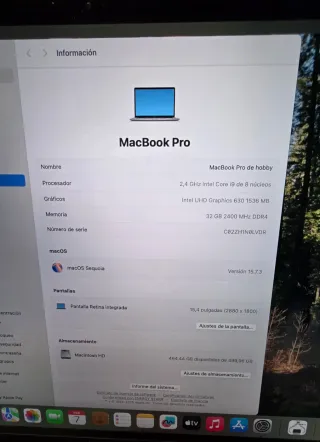 Macbook pro 15"2019 i9 32gb 500gb LEER SOLO HOY