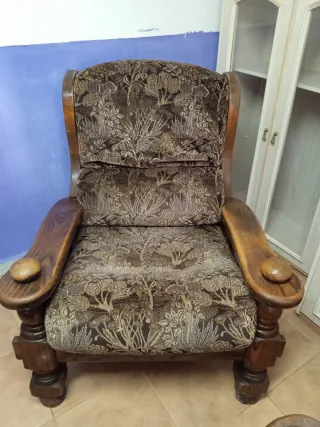 2 Poltrone Vintage in Legno e Tessuto