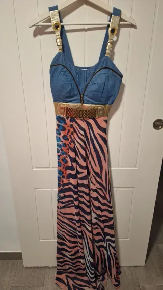Vestido largo estampado animal print