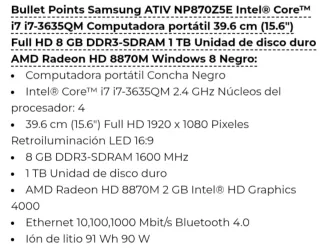 Portátil Samsung i7