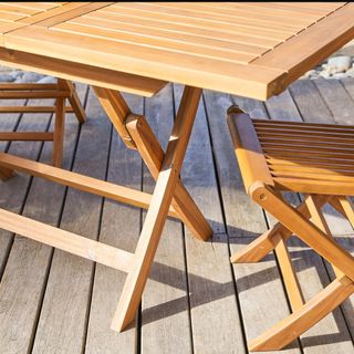 Conjunto Mesa grande y Sillas Madera Terraza