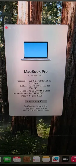 MacBook Pro 2019 15" i9 16gb 500gb LEER SOLO HOY