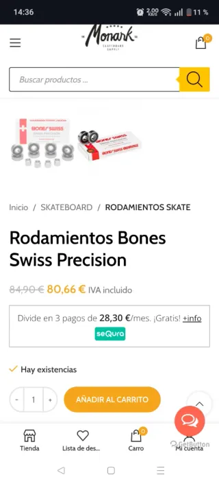 Rodamientos Bones Patinete Skate Scooter Freestyle