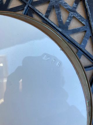 Antigua bandeja cobre y ceramica epoca  art-deco