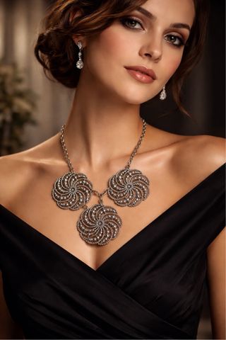 Collana con pendenti antichi in cut steel fine 800