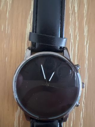 Reloj Negro Cuarzo Correa Piel