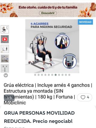 Grua para personas con problemas de movilidad