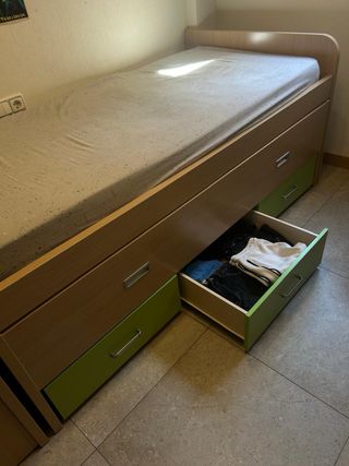 Dormitorio juvenil: cama nido, armario