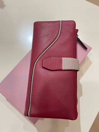 Carteira Matties Pele Vermelha e Bege