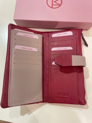 Carteira Matties Pele Vermelha e Bege