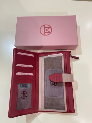 Carteira Matties Pele Vermelha e Bege