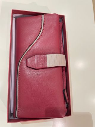 Carteira Matties Pele Vermelha e Bege