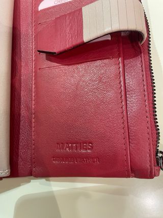 Carteira Matties Pele Vermelha e Bege