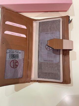 Carteira Matties pele castanha e bege