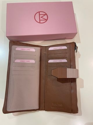 Carteira Matties pele castanha e bege
