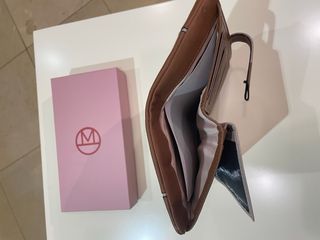 Carteira Matties pele castanha e bege