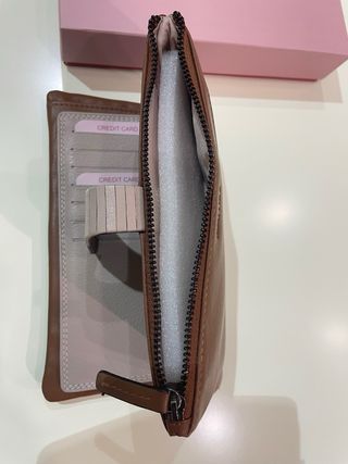 Carteira Matties pele castanha e bege