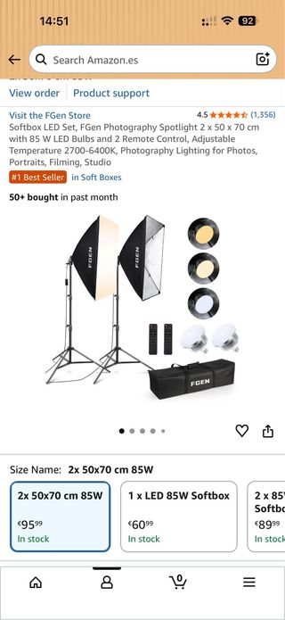 Kit Iluminación Fotografía FGen LED 2x 50x70cm