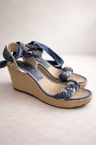 Alpargatas cuña azul y beige