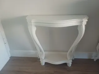 Mueble auxiliar antiguo blanco madera