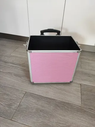 Maletín maquillaje profesional rosa y plata