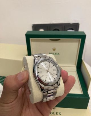 Rolex Oyster Perpetual Plata/Blanco