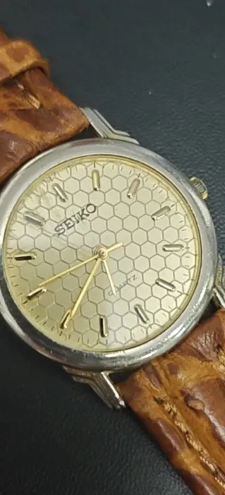 Orologio Seiko Quarzo Pelle Marrone Oro