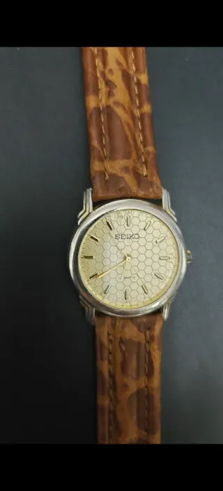 Orologio Seiko Quarzo Pelle Marrone Oro