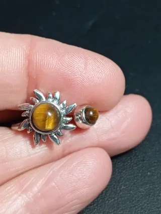 Anillo Plata Ley Sol Ojo Tigre Ajustable