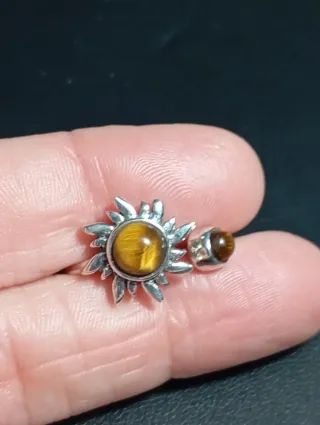 Anillo Plata Ley Sol Ojo Tigre Ajustable