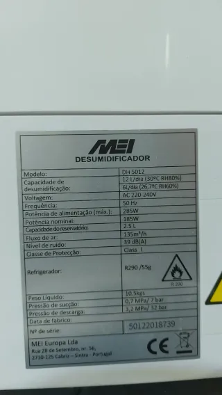 Desumidificador MEI DH5012