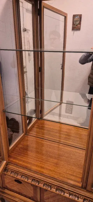 Vitrina expositor lejas cristal cajon llave espejo