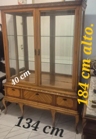 Vitrina expositor lejas cristal cajon llave espejo